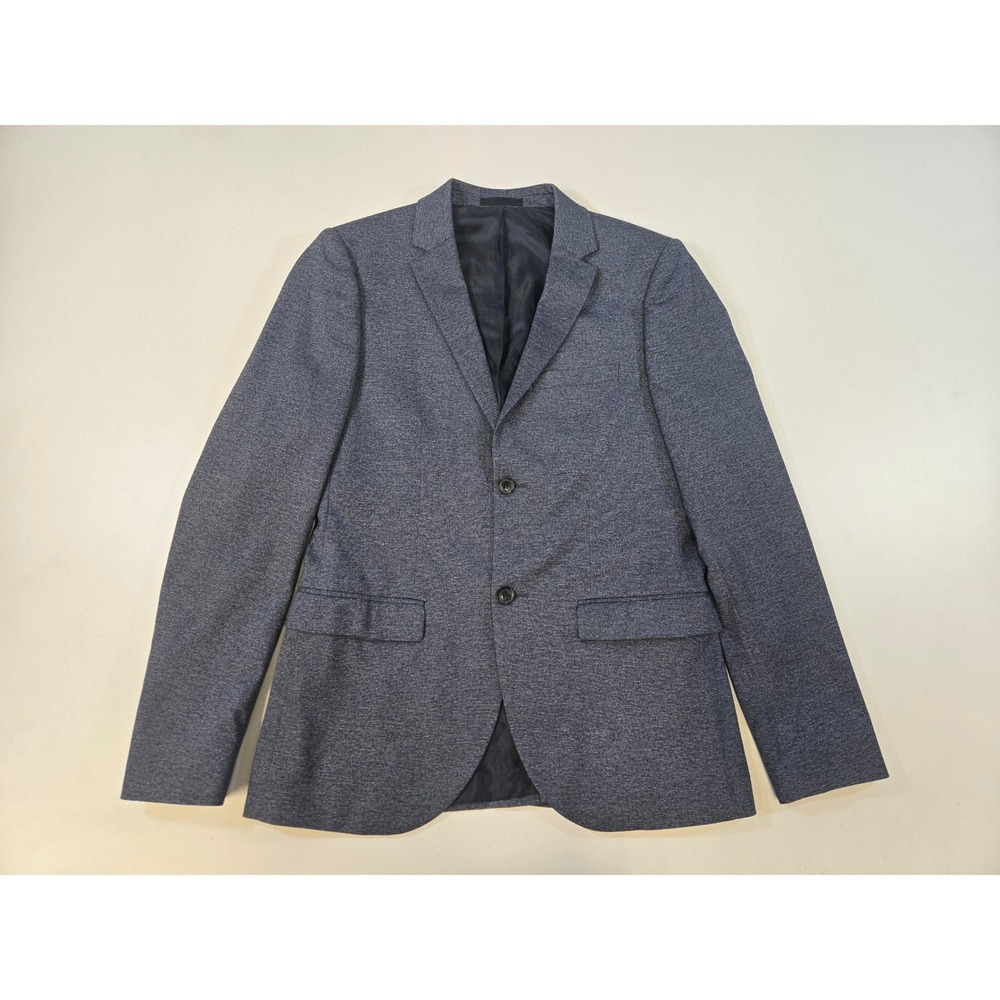 Topman Mens Blue Textured Two Button Slim Fit Blazer Jacket Size 38